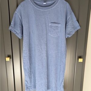 Women’s Blue T-Shirt Dress with Pocket
